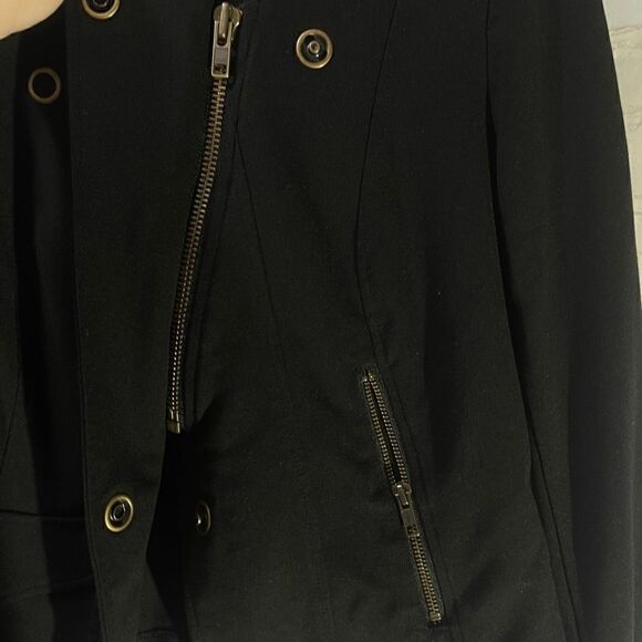 CABI Black Moto Ponte Knit Asymmetrical Zip Snap Jacket - Picture 7 of 7